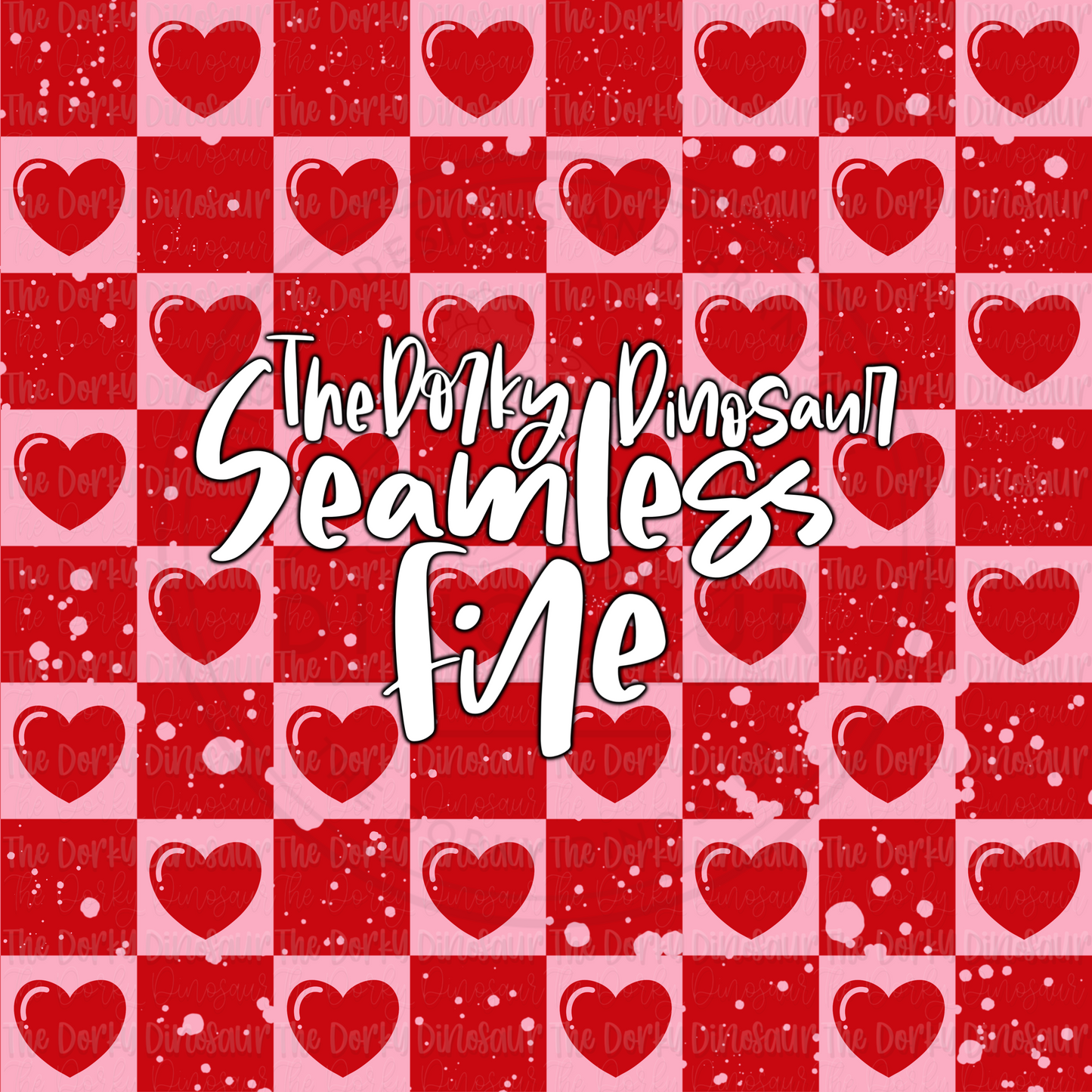 Red Heart Checker Seamless PNG File