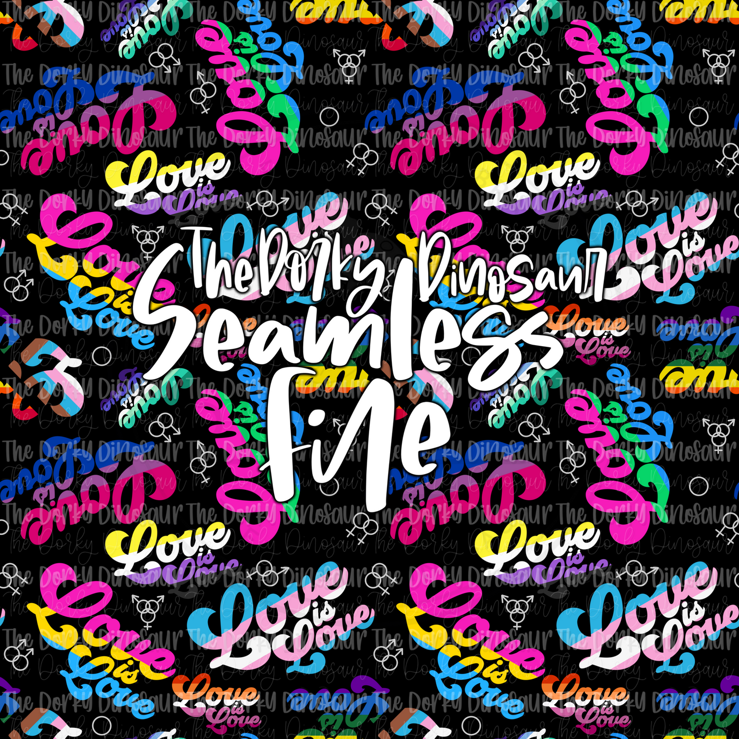 Love Is Love (Black) Seamless PNG File