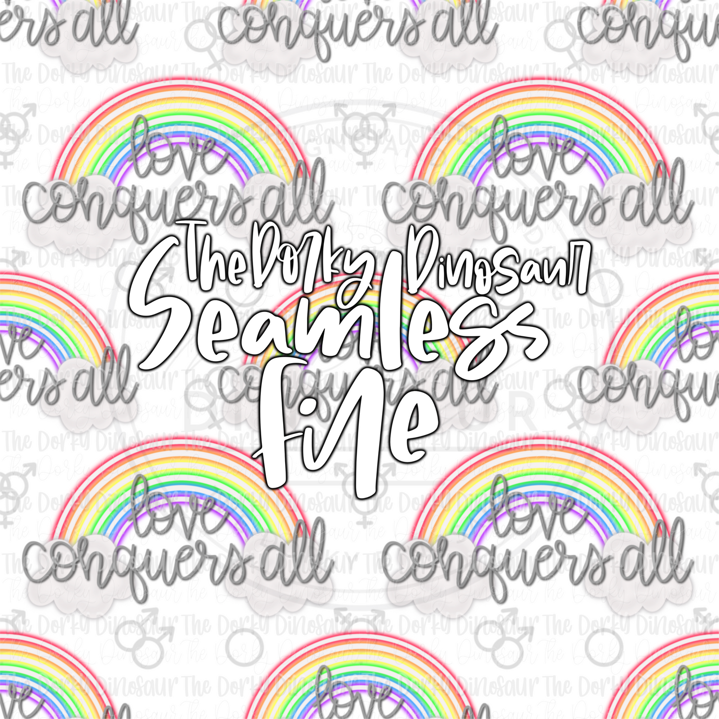 Love Conquers All (White) Seamless PNG File