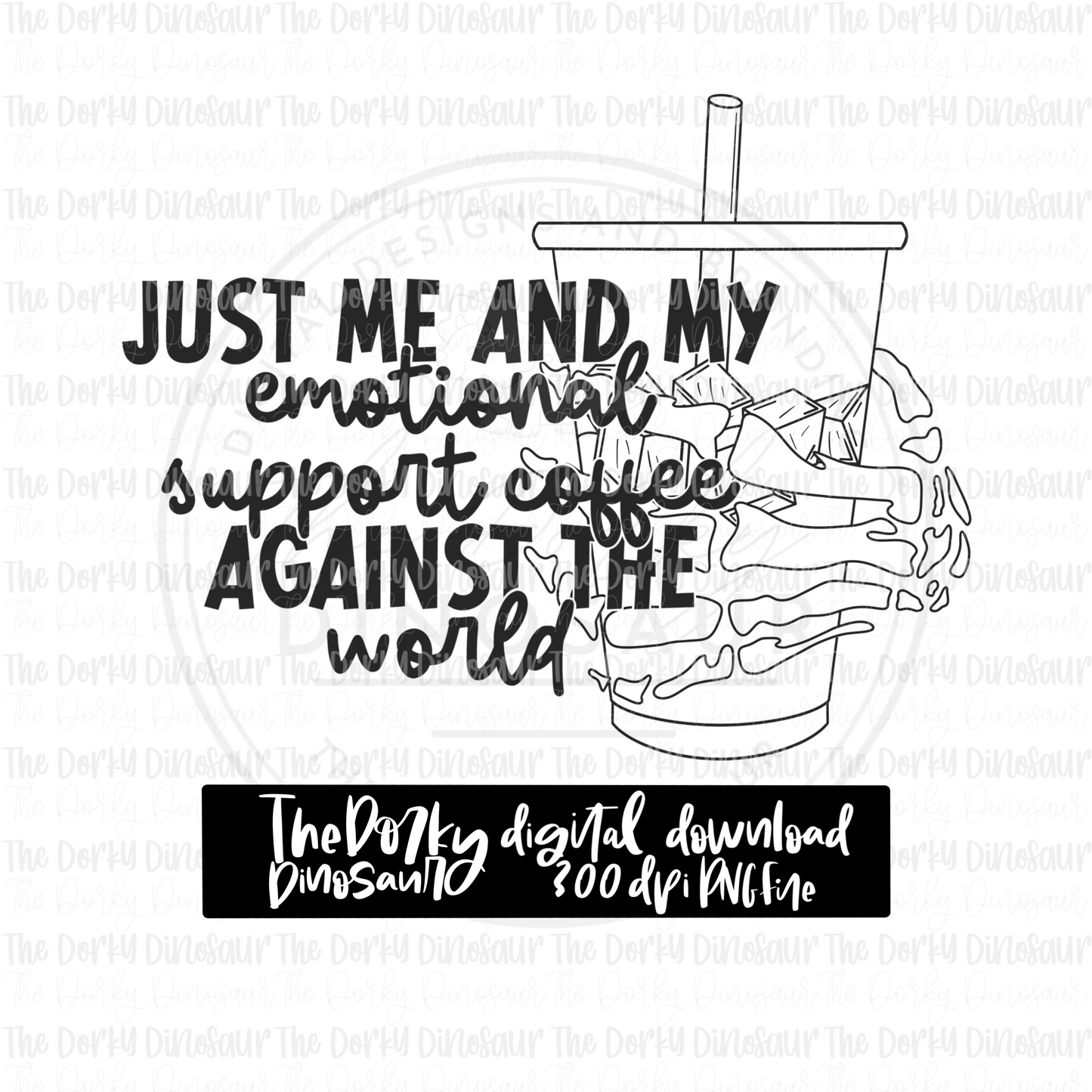 Emotional Support Coffee PNG File | Coffee Digital File | Single Color PNG File | Digital Download | Sublimation File