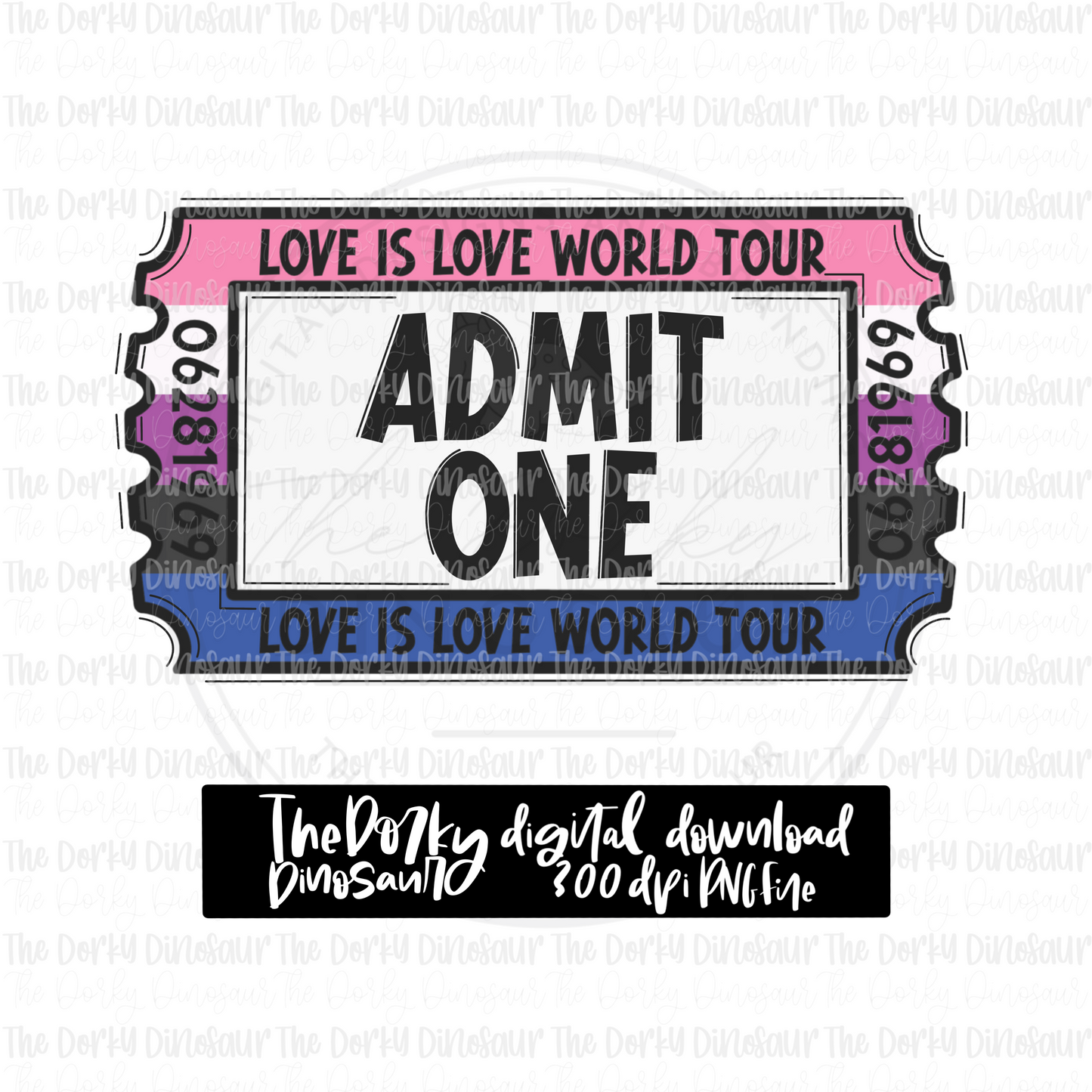 Love Is Love World Tour Ticket (Genderfluid) PNG File | Pride Digital File | LGBTQIA+ PNG File | Digital Download | Pride Sublimation File