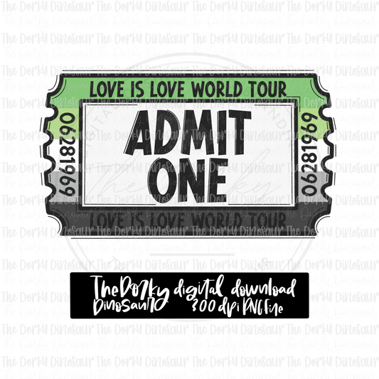 Love Is Love World Tour Ticket (Aromantic) PNG File | Pride Digital File | LGBTQIA+ PNG File | Digital Download | Pride Sublimation File