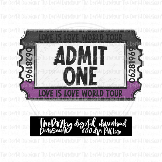 Love Is Love World Tour Ticket (Asexual) PNG File | Pride Digital File | LGBTQIA+ PNG File | Digital Download | Pride Sublimation File