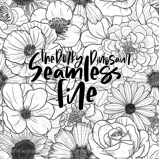 Black And White Floral Seamless PNG File