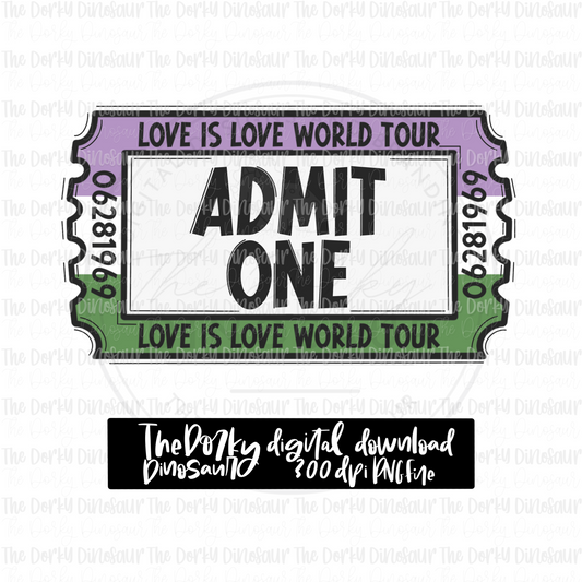 Love Is Love World Tour Ticket (Genderqueer) PNG File | Pride Digital File | LGBTQIA+ PNG File | Digital Download | Pride Sublimation File