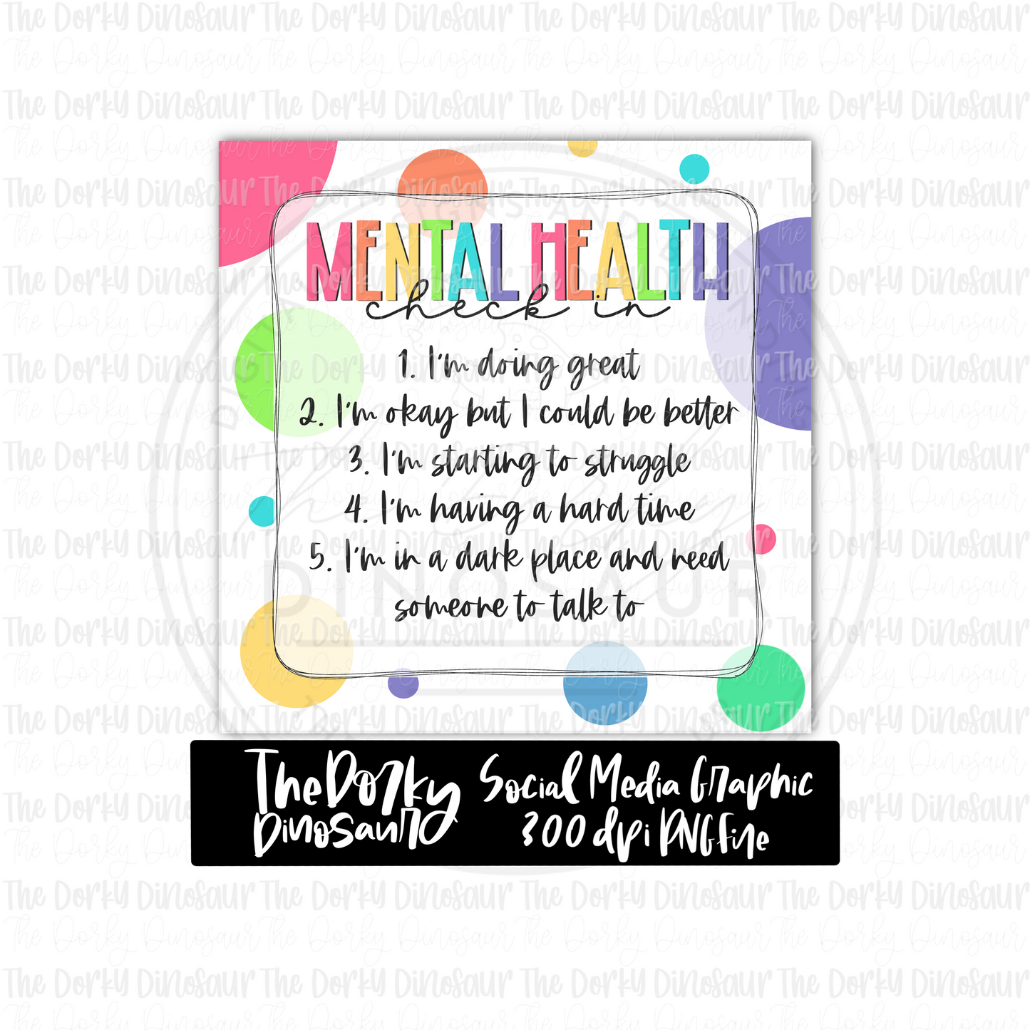 Mental Health Check-In Social Media Graphic | 300 DPI PNG File | Engagement Graphic