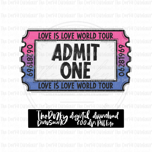 Love Is Love World Tour Ticket (Bisexual) PNG File | Pride Digital File | LGBTQIA+ PNG File | Digital Download | Pride Sublimation File