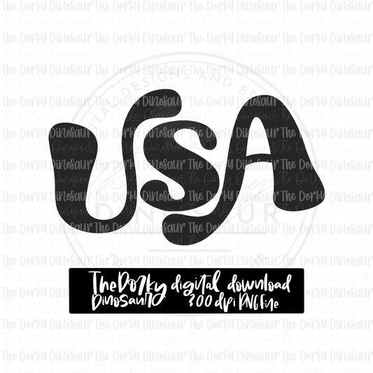 Retro USA PNG File | Patriotic Digital File | Single Color PNG File | Digital Download | Sublimation File